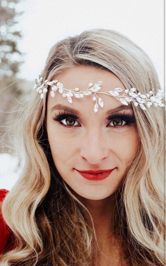 Sparkly Marquise Rhinestone Hair Vine in Rose Gold Silver  display picture 1