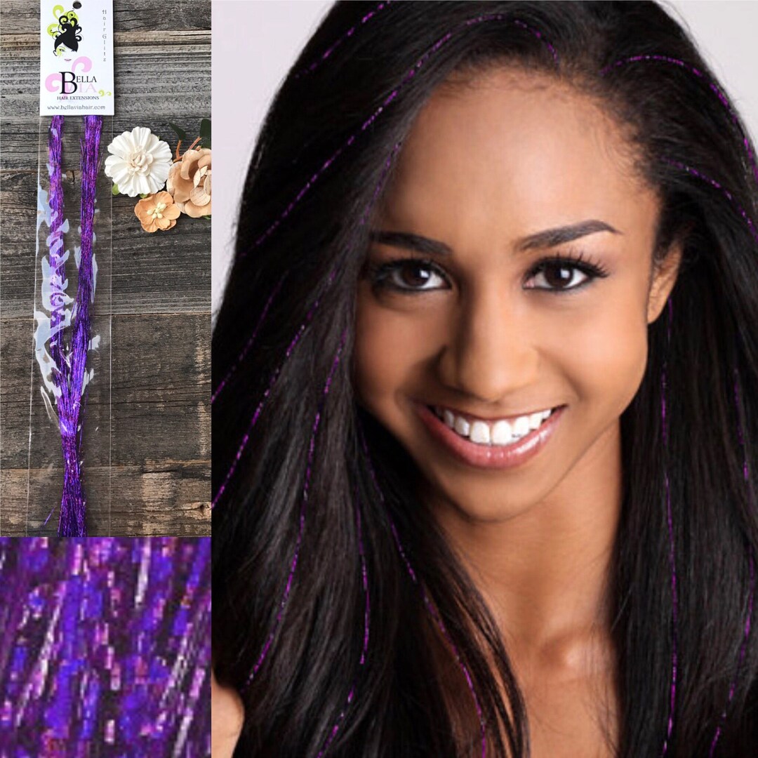 Purple Hair Tinsel Hair Tinsel Extension Purple Hair Etsy