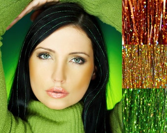 LIME GREEN Hair Tinsel Perfect For Saint Patrick's Day, Glitter Hair Or Fairy Hair Tinsel Extensions