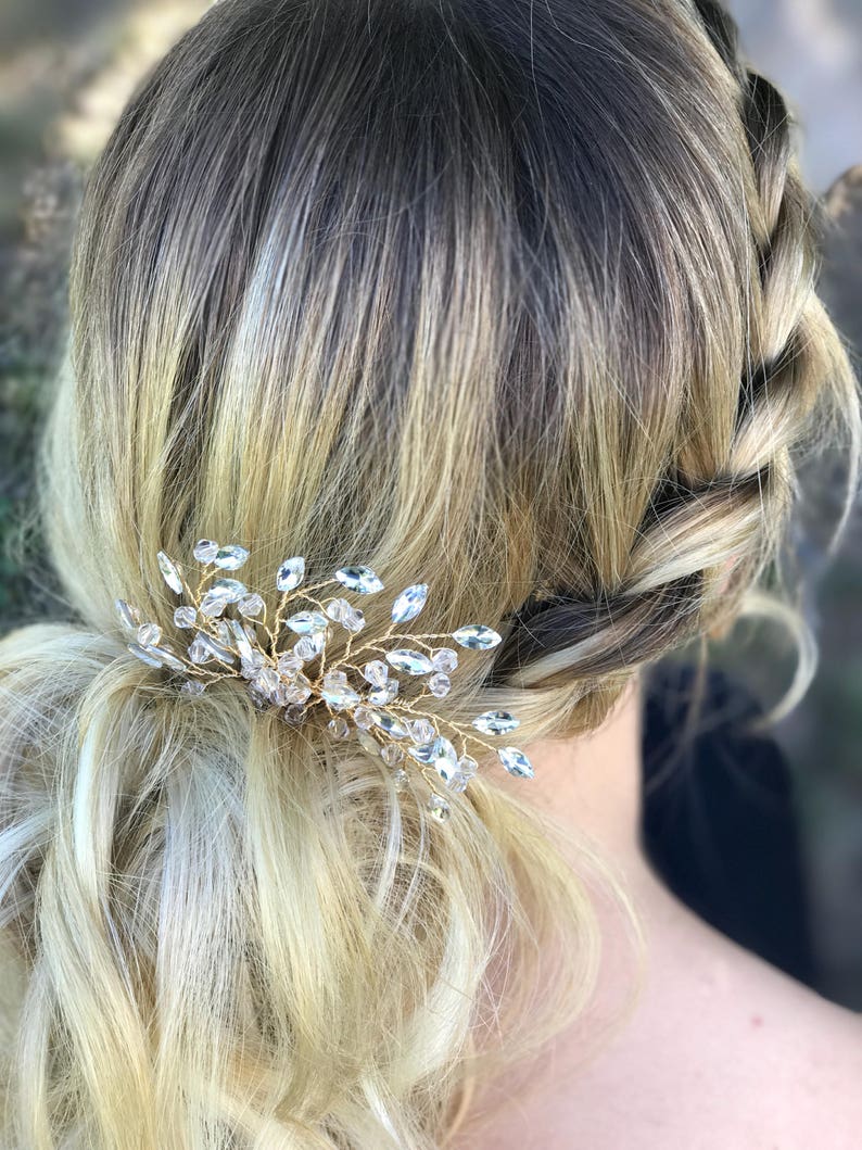 Bridal Hair Comb, Rhinestone Hair Comb, Gold Wedding Hair Accessory, Crystal Hair Comb, Bridesmaid Hair Accessory image 4