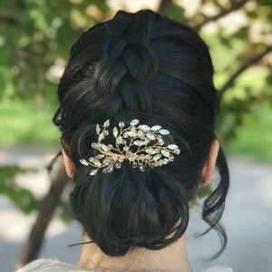 Bridal Hair Comb, Rhinestone Hair Comb, Gold Wedding Hair Accessory, Crystal Hair Comb, Bridesmaid Hair Accessory image 6