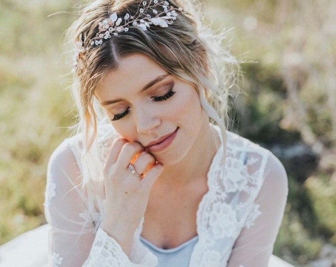 Bridal Headband For The Whimsical  Boho Bride. Hair Vine Comes In Rose Gold, Silver And Gold