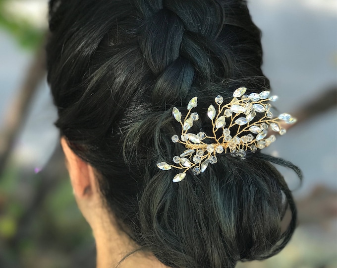 Gold Or Silver Rhinestone Hair Comb, Wedding Hair Accessory Perfect For Your Bridesmaids, Bridal Hair clip