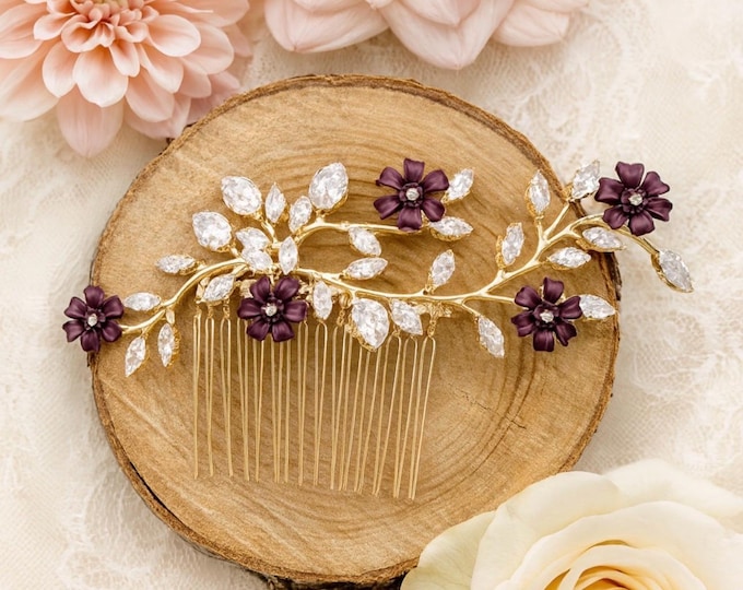 Plum Flower Hair Comb To Match Your Fall Wedding Color Palette