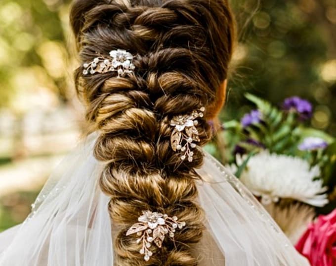 Delicate Wedding Hair Pins Three Colors Choices, Gold Silver And Rose Gold