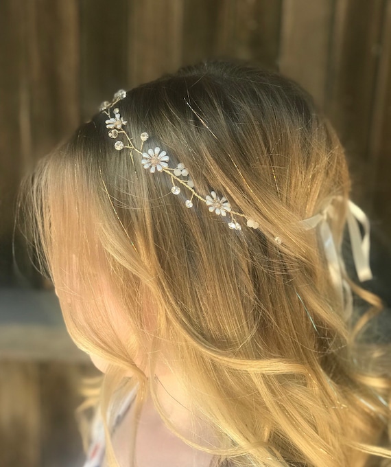 Flower Girl Hair Vine Wedding Hair Accessory Bridal Hair Etsy