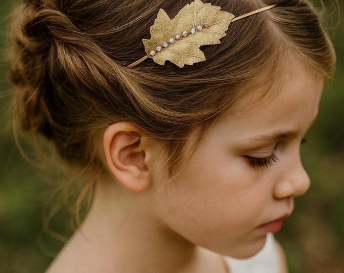 Silver Leaf Headband With Rhinestone Details