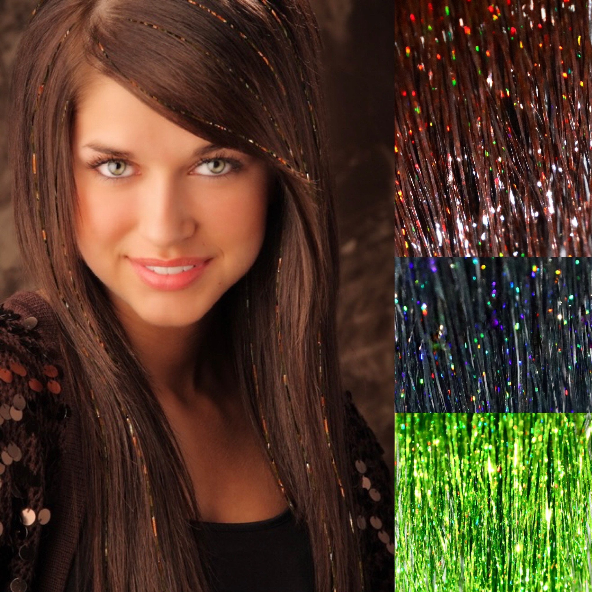 BROWN Hair Tinsel, Brown Hair Bling, Hair Tinsel Brown, Glitter Extensions,  Long Hair Tinsel 