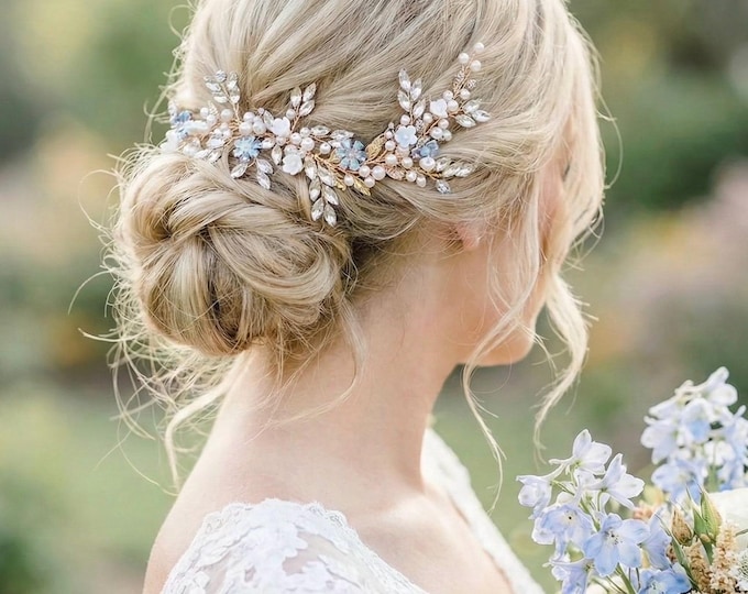 Light Blue: Custom Flower Headband, Personalized To Match Your Wedding Colors
