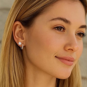 Sterling Silver Hoop Earring With Small Cubic Zirconia