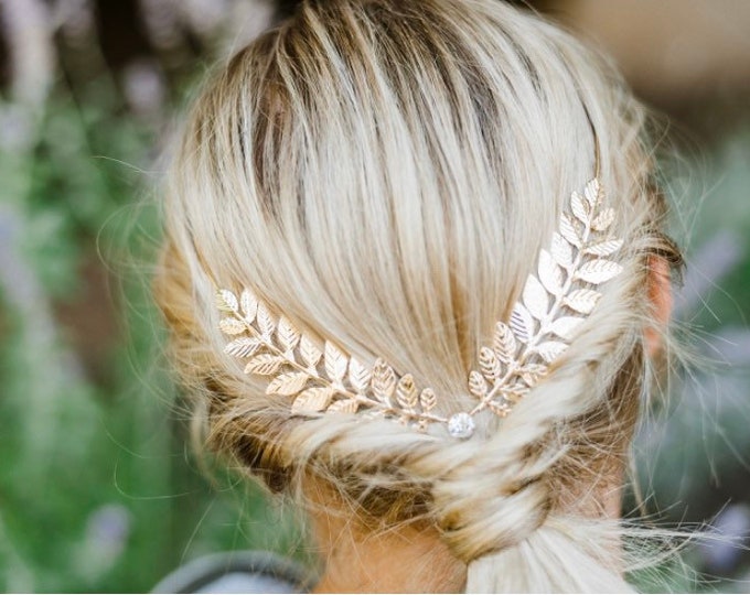 Gold Leaf Hair Jewelry, Headband Can Be Worn In The Front Or Back, Boho Flower Girls