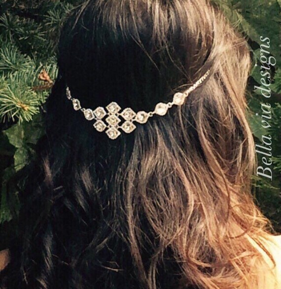 Wedding Hair Jewelry Silver Hair Chain Accessory Boho Etsy