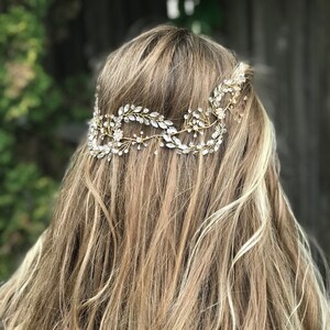 Marquise Rhinestone Bridal Headpiece, This Gold Crystal Hair Vine Is For The Bride That Wants To Make A statement