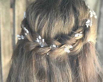 Delicate Pearl Hair Vine, Silver Hair Vine, Wedding Hair Accessory, Gold Bridal Wreath, Wedding Hair Vine, Pearl Hair Crown