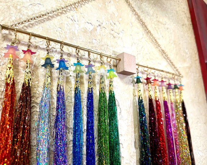 Salon Hair Tinsel With Hanging Display, 19 + Colors To Choose From, 26 Or 36 Inches, Wall Display Sold Separately