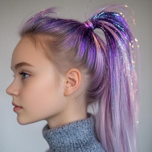 Glitter Hair For Kids Fairy Hair Tinsel, Sparkle Strands Comes in 2 Lengths 17+ Colors, Tie Or Bead In