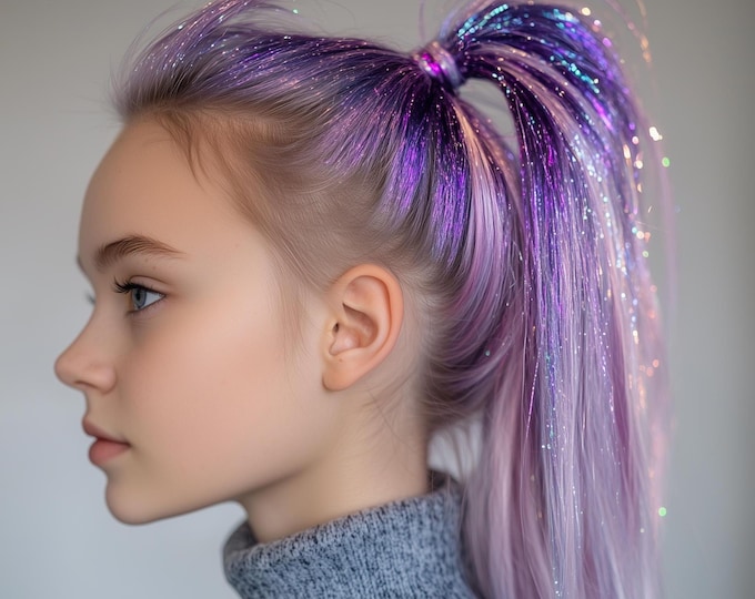 Glitter Hair For Kids Fairy Hair Tinsel, Sparkle Strands Comes in 2 Lengths 17+ Colors, Tie Or Bead In