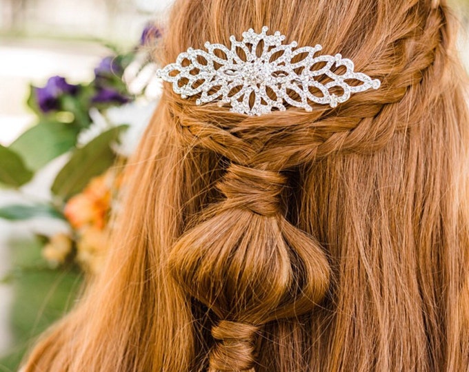 Elegant Silver Hair Accessory for Bride, Prom, or Special Occasion, Rhinestone Hair Comb