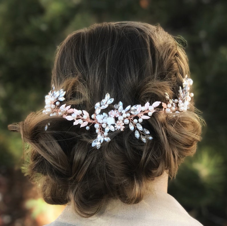 Rose Gold Bridal Hair Vine Bridal Hair Accessory Bridal Hair Etsy