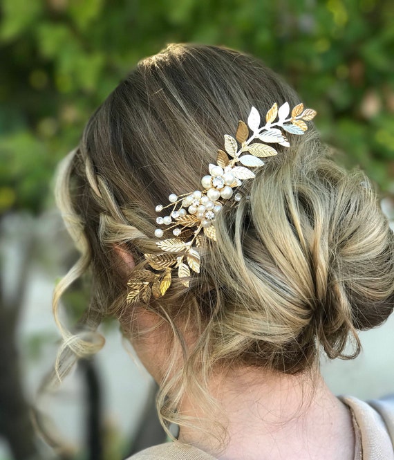 Gold or Silver Leaf Hair Comb Wedding Hair Accessory Bridal - Etsy UK Gold or Silver Leaf Hair Comb Wedding Hair Accessory Bridal - Etsy UK