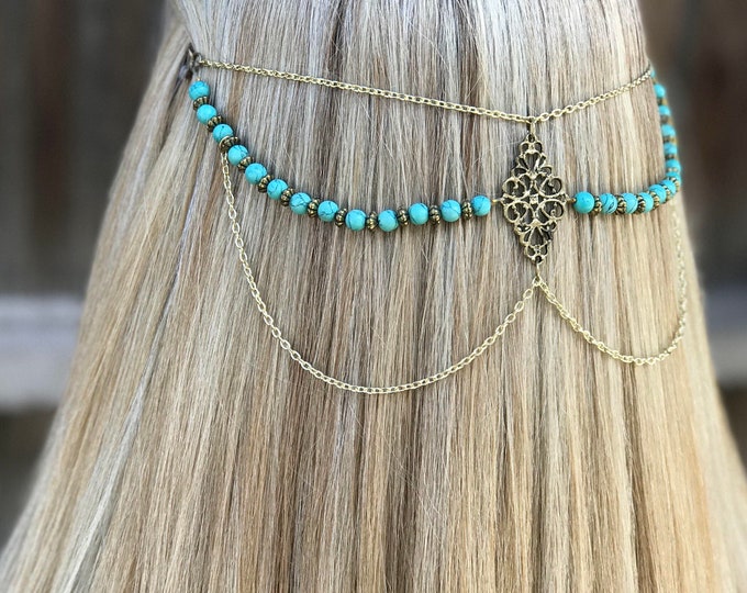 Turquoise Hair Accessory That Simply Clips Into the Hair, Festival Wear