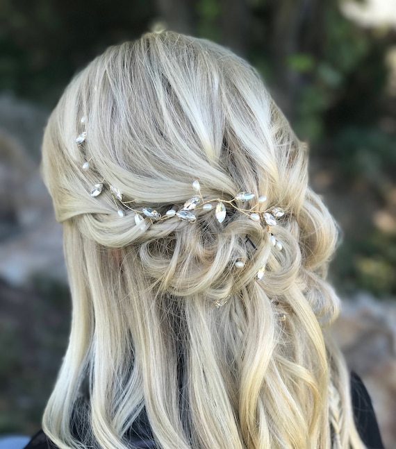 Bridal Hair Jewelry, Bridal Hair Vine, Pearl Hair Vine  display picture 1