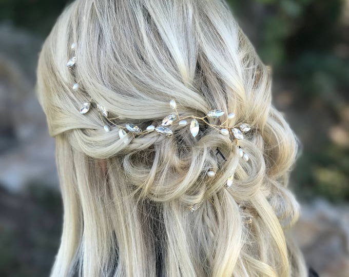 Bridal Hair Jewelry, Bridal Hair Vine, Pearl Hair Vine, Bridal Hair Accessory, Gold Wedding Hair Piece