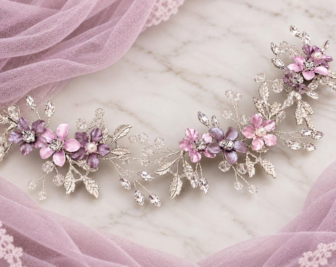 Lilac And Silver Bridal Hair Accessory