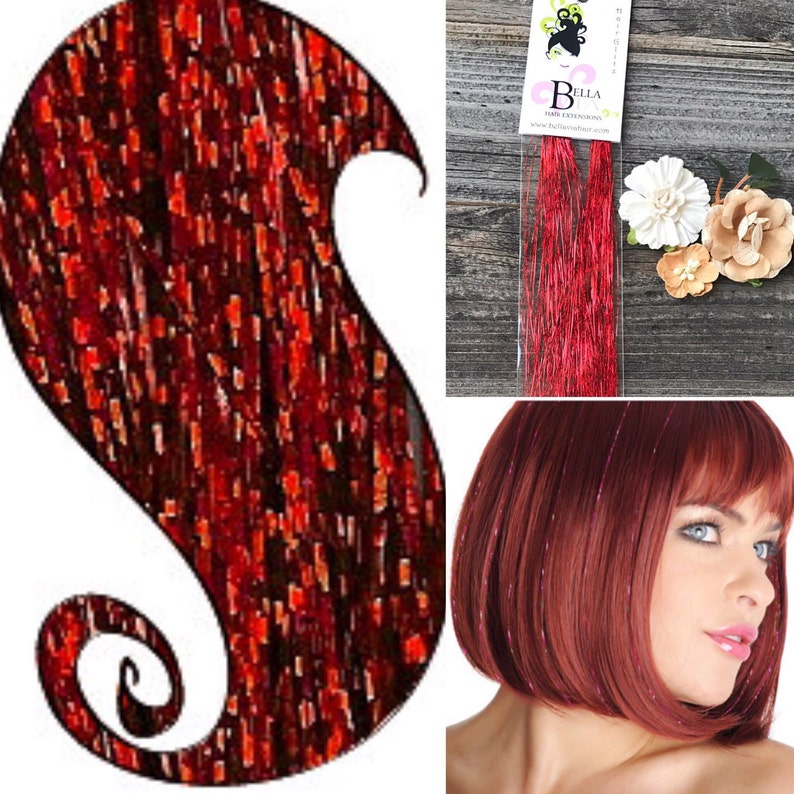 Red Hair Glitz Tinsel Hair Accessory Holiday Hair Etsy