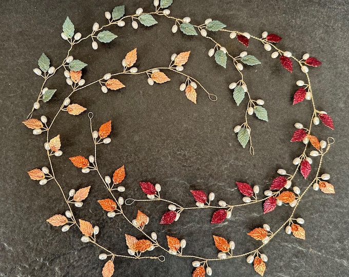 Leaf Hair Vine, Custom Shades for Bridal & Prom |Nature Inspired Leaf Headband, Boho Rustic Wedding