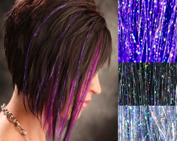 PURPLE Hair Tinsel, Hair Tinsel Extension, Purple Hair Accessory, Purple Hair Glitz Tinsel, Festival Hair Accessory,