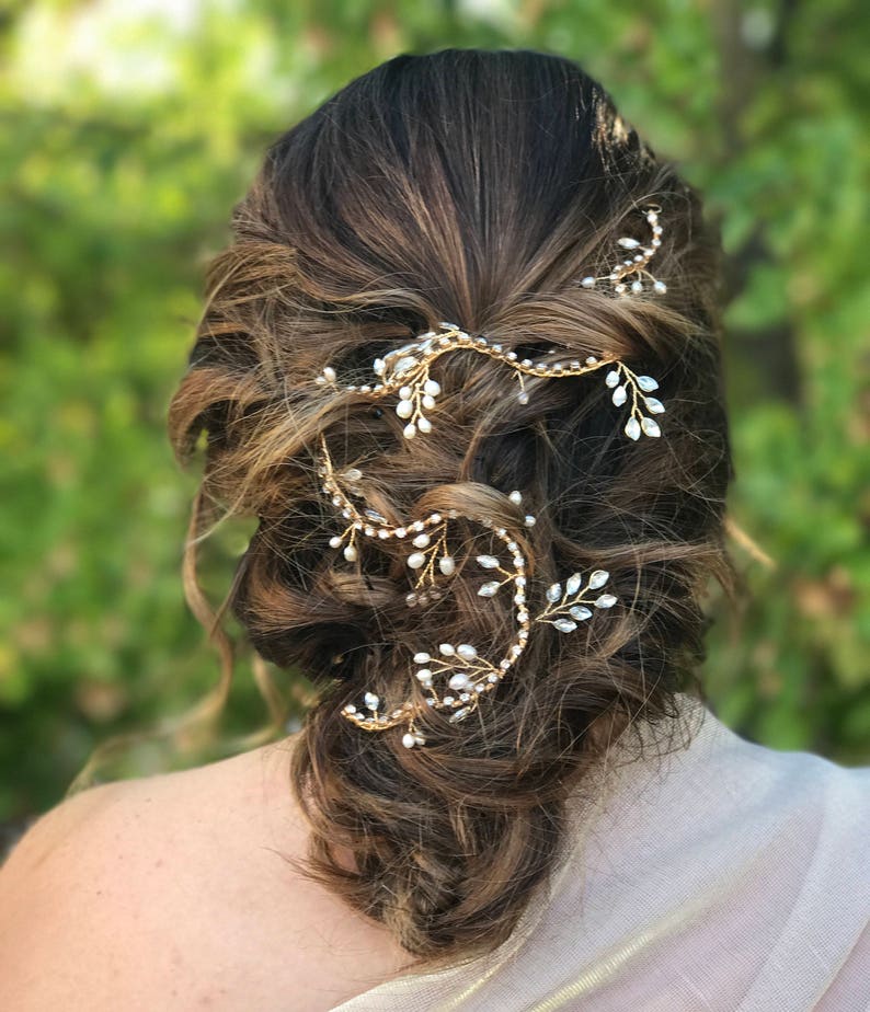 Rhinestone Hair Vine With Accent Crystals and off White Etsy