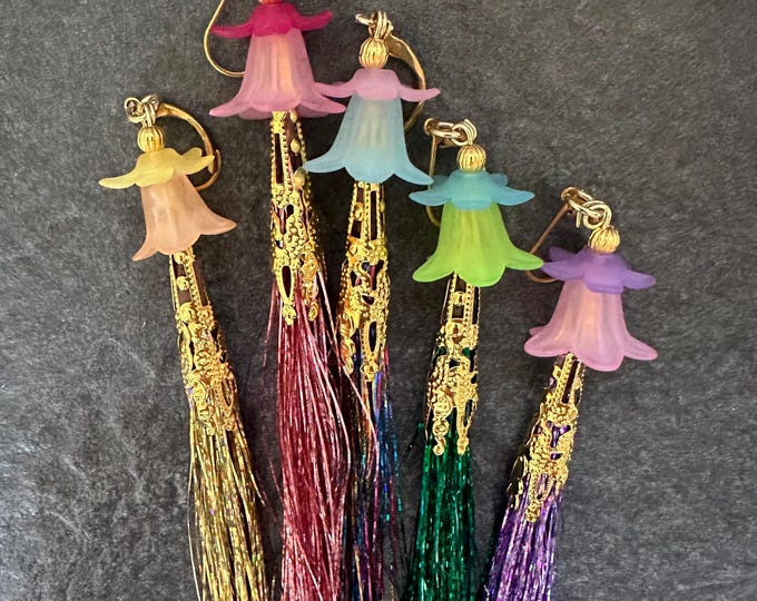 Hanging Hair Tinsel With Flower Hook For Hair Salons,  17 Colors  26 Or 36 Inch Options, Wall Display Sold Separately