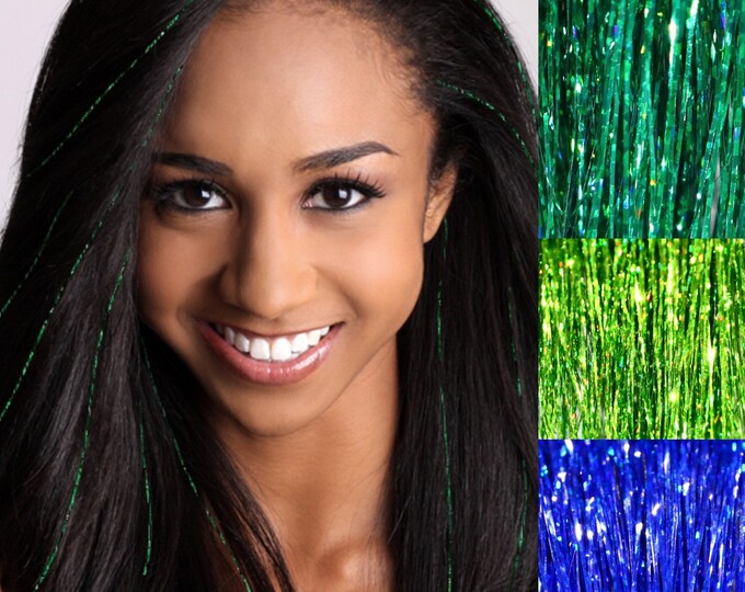 GREEN Hair Glitz Tinsel, Christmas Hair Accessory,  Green Hair Tinsel, St Patrick's Day Hair Accessory, Glitter Strands