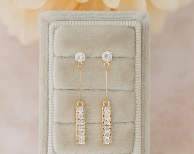 Drop Cubic Zirconia Earring In Three Color Options, Gold Silver And Rose Gold