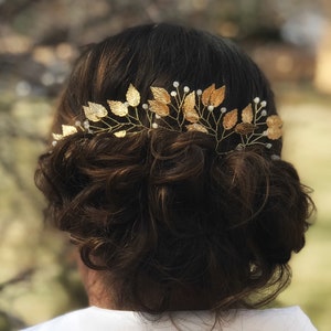 Wedding Leaf Hair Pins, Bridal Gold Hair Pins, Wedding Hair Accessory, Gold Leaf Hair Pins, Bridesmaid Hair Accessory