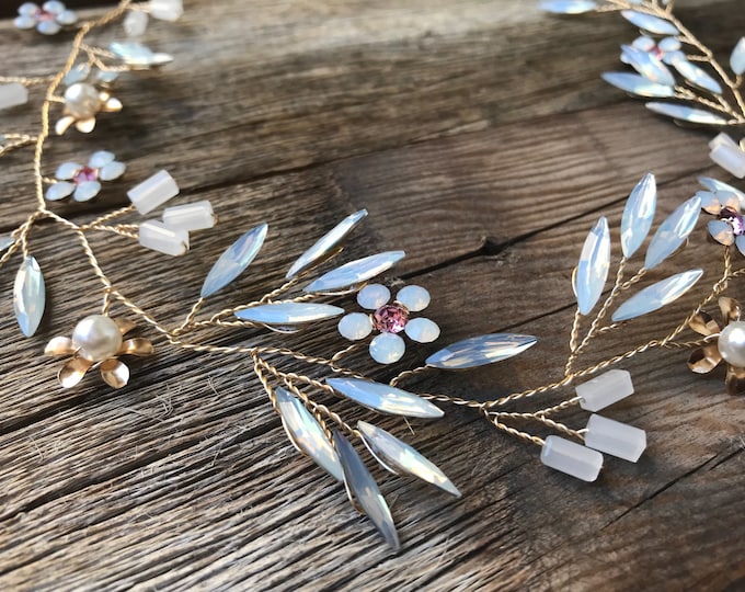 Unique Crystal Hair Vine, Bridal Headband, Wedding Hair Accessory, Bridal Hair Vine, Hair Crown