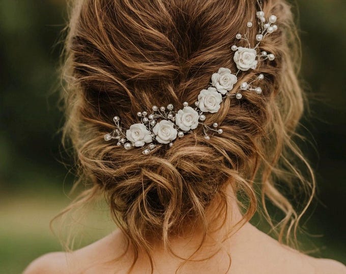 Long Flower Hair Comb With Long Baby's Breath