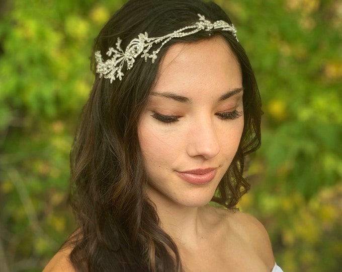 Silver Rhinestone Hair Piece For The Art Deco Bride. Prom Hair Accessory