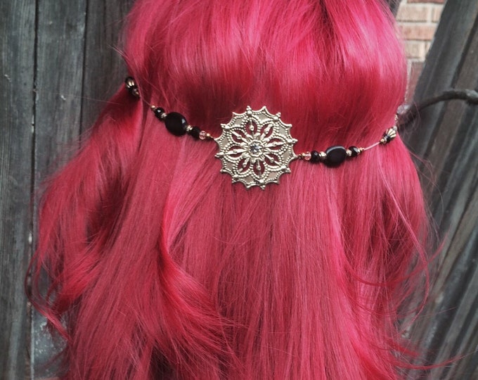 Antique Gold And Black Hair Accessory, Boho style