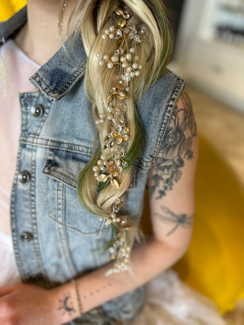 Terracotta Flower Hair Vine, Fall Wedding Colors, Bridal Hair Jewelry, Customizable Flower Colors image 9