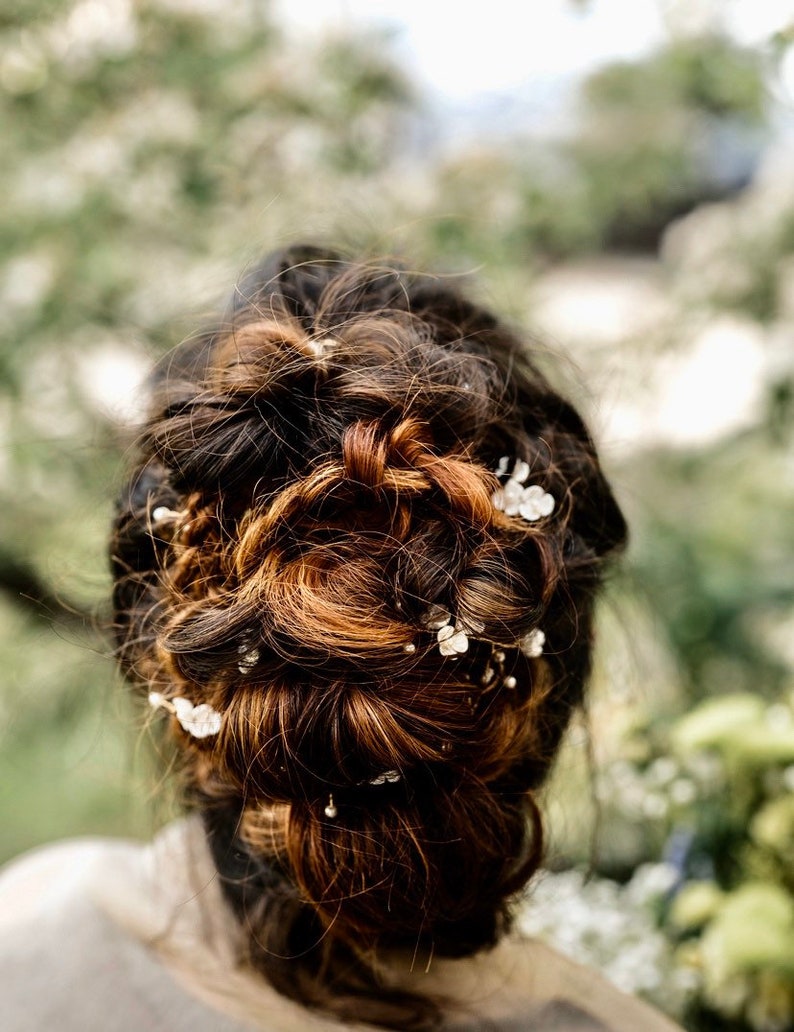 Flower Hair Vine With Delicate Off White Flowers And Pearl Baby's Breath Accents, Wedding Hair Accessory image 5