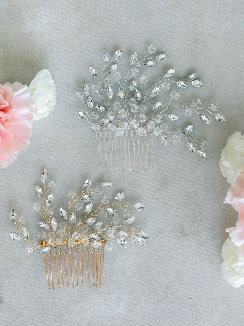 Bridal Hair Comb, Rhinestone Hair Comb, Gold Wedding Hair Accessory, Crystal Hair Comb, Bridesmaid Hair Accessory image 5