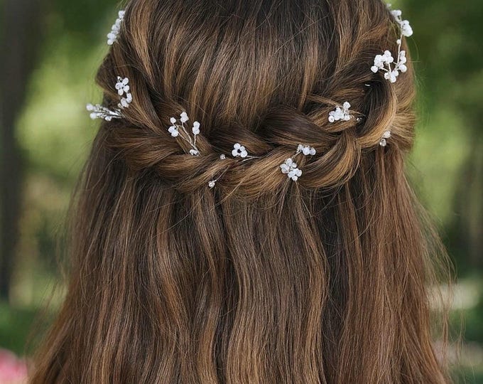 Delicate Pearl Hair Vine, Silver Hair Vine, Wedding Hair Accessory, Gold Bridal Wreath, Wedding Hair Vine, Pearl Hair Crown