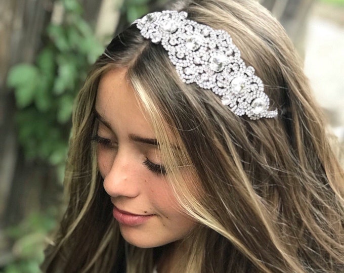 Rhinestone Headband That May Be Worn In The Front Or Back, Bridal Or Special Occasion Hair Accessory