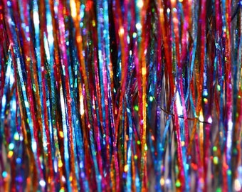 RAINBOW Hair Tinsel Extensions, Tinsel, Summer Hair Accessory,  Shimmer Tinsel, Glitter Hair Tinsel, Shiny Hair Extensions