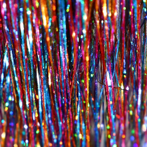 RAINBOW Hair Tinsel Extensions, Tinsel, Summer Hair Accessory,  Shimmer Tinsel, Glitter Hair Tinsel, Shiny Hair Extensions