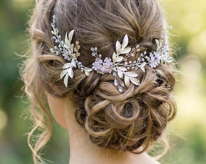 Custom Floral Color – Bridal Hair Accessory with Personalized Flower Colors to Match Dress or Bouquet,  Wedding Hairpiece