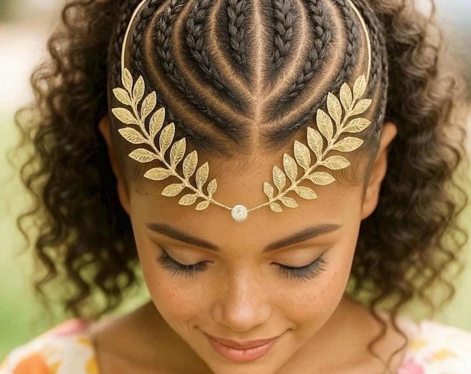 Gold Leaf Head Piece That Can Be Worn Like A Headband Or In The Back Of Your Head, Unique Hair Jewelry