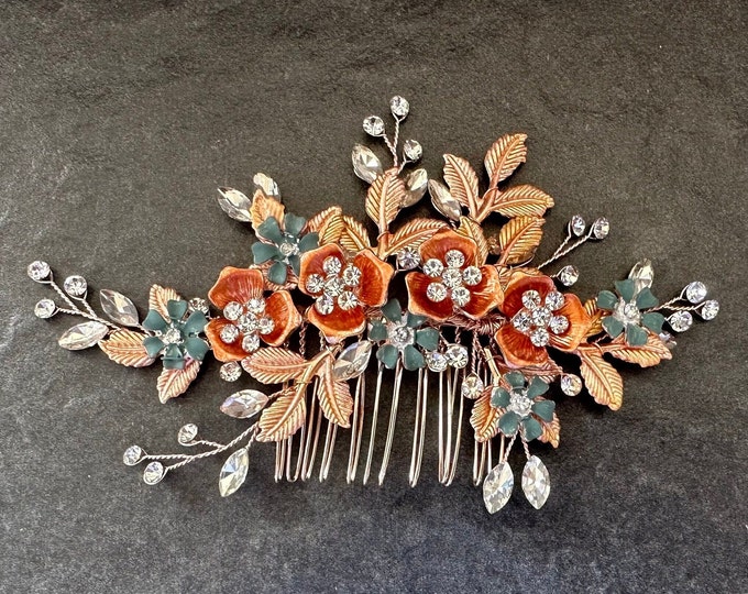 Custom Flower Color Hair Comb To Match Your Wedding Colors